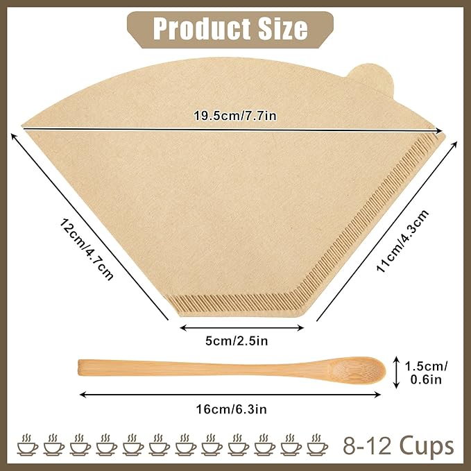 600 Count Coffee Filter #4, #4 Coffee Filters Disposable, Unbleached Natural #4 Cone Filters Paper Compatible with Drip and Pour Over Coffee Maker(8-12 Cup)