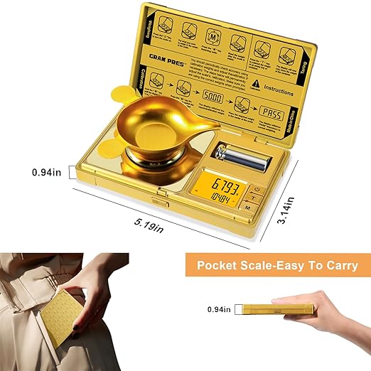 High Precision Milligram Scale,50g/0.001g Digital Mini Pocket Gram Scale,Mg Scale for Weighing Powders,Jewelry, Medicine, Gem, Reloading,Gold Scale with Cal Weight, Tweezer and Tray