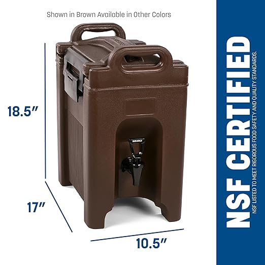 Carlisle FoodService Products 2.5-Gallon Insulated Beverage Dispenser, Cateraide, Food-Grade with Handles, Rugged PE Shell with PU Insulation for Coffee, Tea and Hot or Cold Drinks, Black