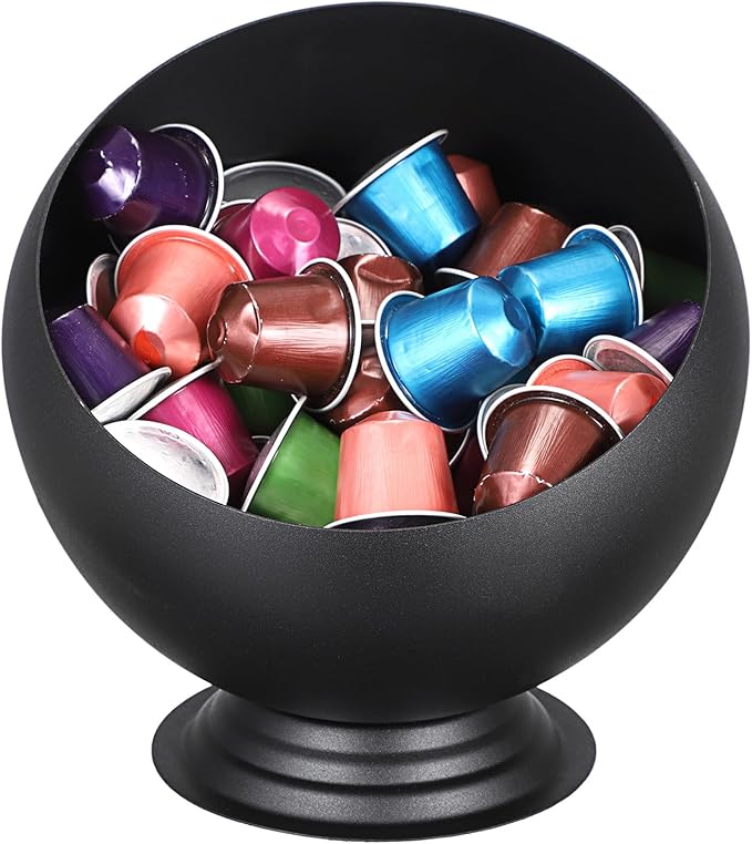 ELLDOO Coffee Pod Holder, Black Metal Coffee Pod Storage for K Cup Nespresso Vertuo Keurig, Creamer Organizer Candy Bowl Fruit Snacks Jar for Countertop Kitchen Breakroom