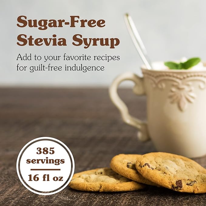 NuNaturals Stevia Syrup, Sugar-Free Sweetener, Plant-Based Sugar Substitute, Zero Calorie, Cocoa Mint Syrup, 16 oz