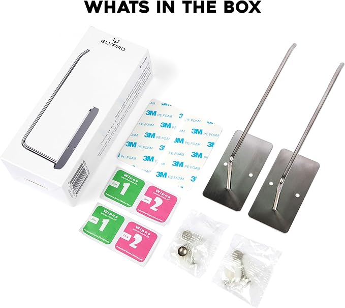 ELYPRO - Tumbler Lid Organizer, 2-Pack - Under-Cabinet Cup Lid Holder for Stanley, Yeti, Hydro Flask, Universal Self-Adhesive or Mounting Hook for Kitchen, Steel (Straw Lids)