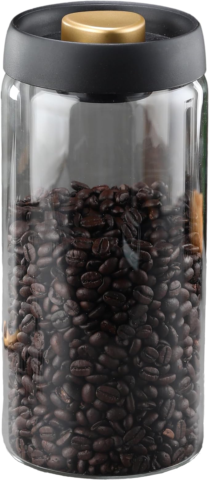 LOEZ Coffee Bean Storage Container Airtight, Lid Sealed with Press-Down Vacuum, Borosilicate Glass Coffee Canister, Food Storage, Coffee Bar for Ground Coffee, Tea, Beans, Spices (Extra Large - Clear)