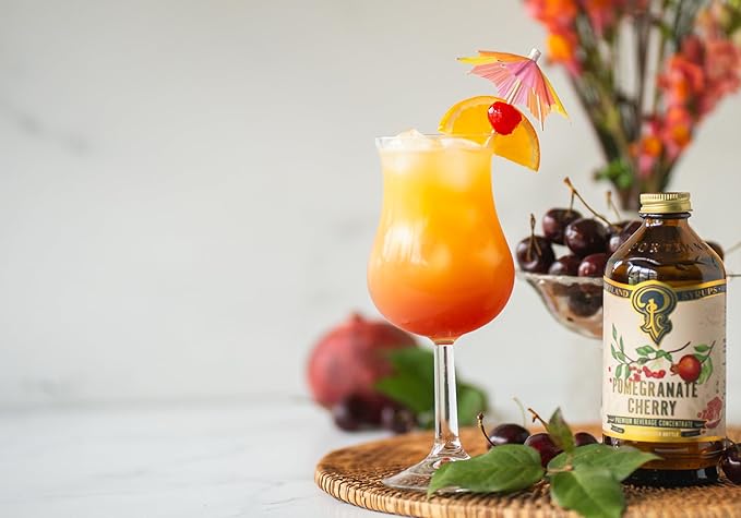 Portland Syrups Pomegranate Cherry Syrup – Craft Delicious Cocktails, Coffees, Mocktails, Sodas, and More – Ideal for Drinks & Adding a Flavor to Any Beverage – 12 oz with 24 Servings (Pack of 1)