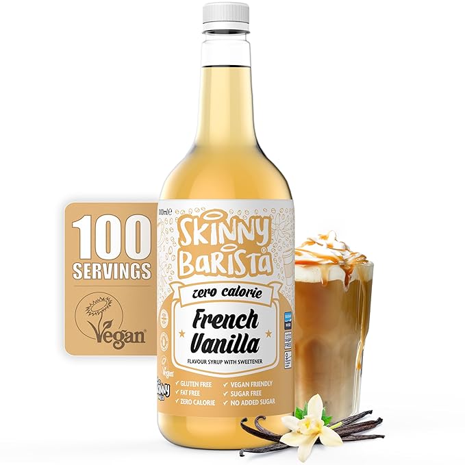 Skinny Food Co French Vanilla Coffee Syrup - Sugar Free 35 Fl Oz - Zero Calorie Coffee Syrup For Coffee, Tea, Hot Chocolate, Fruit, Protein Drinks - Vegan-Friendly, Gluten-Free & Fat-Free