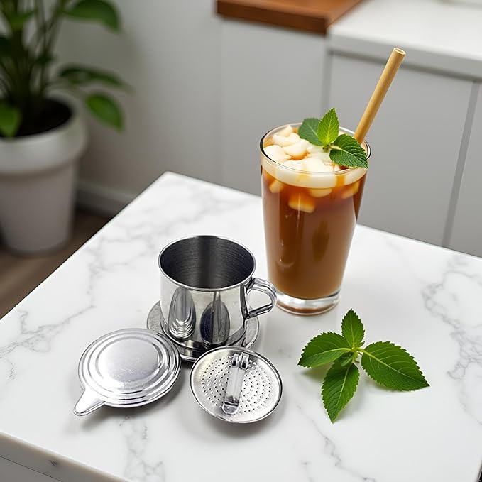 1 Set Vietnamese Coffee Filter Stainless Steel Coffee Pot Drip Infuse Cup Brewing Teapot No Need Paper Drip Coffee Pot Machine Filter Attractive processing