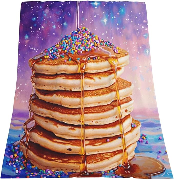 Honey Drizzle Dessert Fleece Blanket, Ultra-Soft Micro Fleece with Golden Syrup Flowing On Sweets, Lightweight & Cozy, Perfect for Foodie Decor,Sofa, Bed Or Gift, Machine-Washable 50X60 Inch