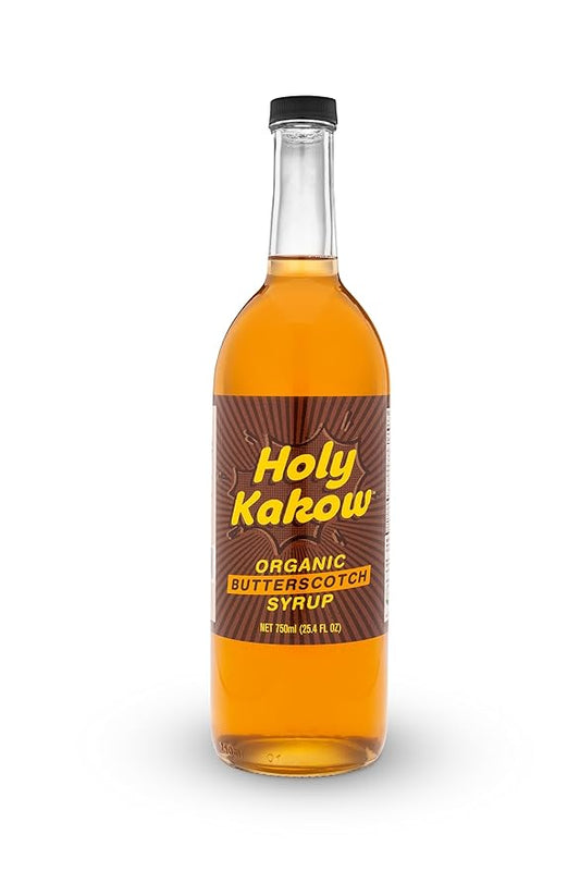 Holy Kakow Organic Butterscotch Syrup - Coffee Syrup, Liquid Sugar Coffee Flavoring Syrup, Cane Sugar Syrup, Liquid Sugar for Iced Coffee, Butterscotch Syrup for Coffee, All-Natural, Non-GMO - 750 ml