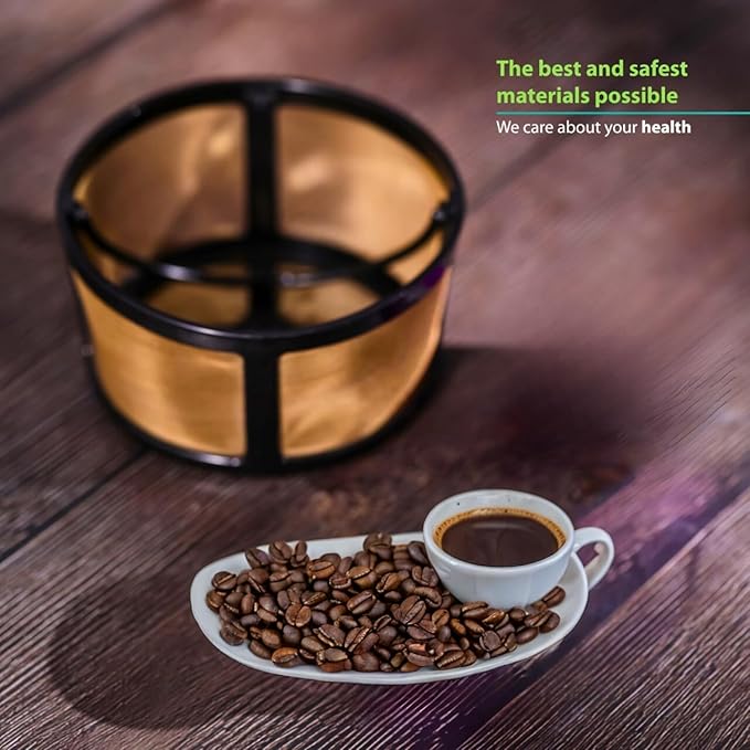 Reusable Keurig Mesh Coffee Filter Basket for K Duo, K-Duo Essentials, Keurig Duo Hot & Iced Coffee Makers by PureHQ – Refillable Gold Tone Carafe Filter for Ground Coffee