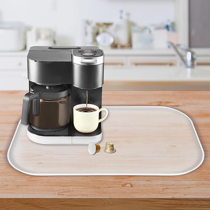 Silicone Coffee Maker Mat with Lip, 24'' x 16'' Heavy Duty Coffee Maker Mat for Countertops, Coffee Tray Fit Under Coffee Machine Appliance Automatic Machines Espresso Accessory, Translucent