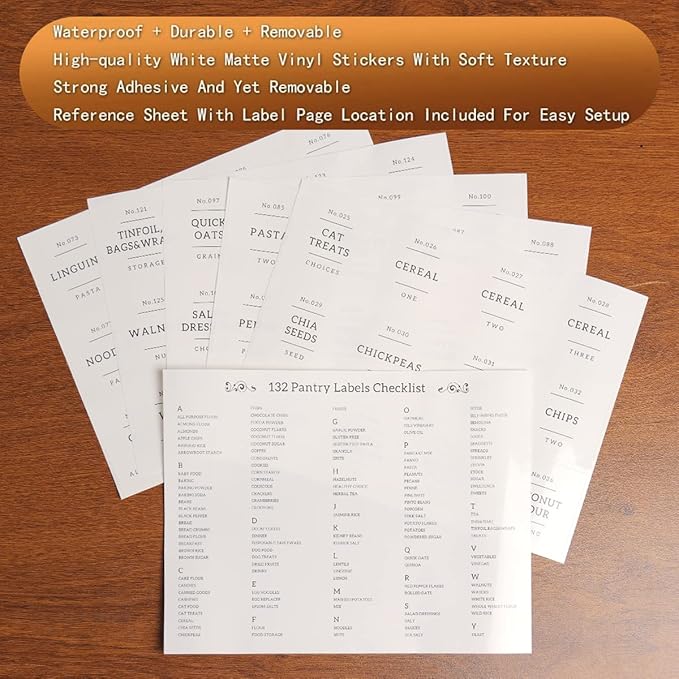 Glass Jar with Bamboo Lid and Spoon - 4 Pcs 17 oz Sugar Container with 132 Food Pantry Labels - Glass Containers with Wooden Lids Hold Coffee, Tea, Candy