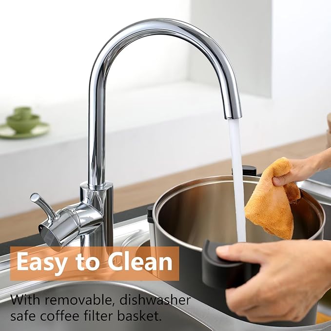 30-Cup 6L Commercial Coffee Urn, Festa Essential 750W Double Wall Large Percolate Coffee Maker Stainless Steel Hot Water Urn Dispenser with Double Dripless Faucet, Quick-Brewing for Catering, Black