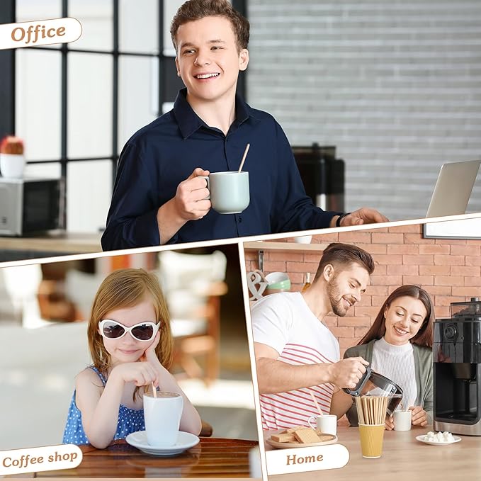 Meanplan 5000 Pcs Wooden Coffee Stirrers Disposable Stir Sticks Birch Wood Coffee Stirring Sticks Bar Long Cocktail Drink Stirrers with Round Ends for Hot Chocolate Tea Beverages (7 Inch)