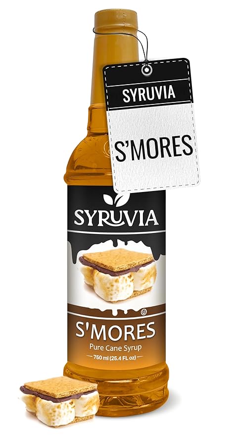 Syruvia Coffee Syrup, S'mores Flavored Syrup for Drinks, Lattes, and Desserts – 25.4 fl oz