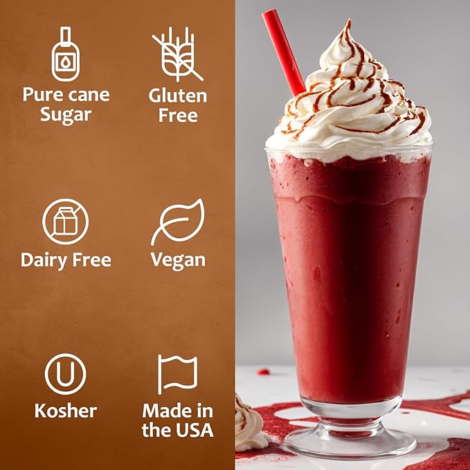 Syruvia Coffee Syrup, Red Velvet Flavored Syrup for Drinks, Lattes, and Desserts – 25.4 fl oz,