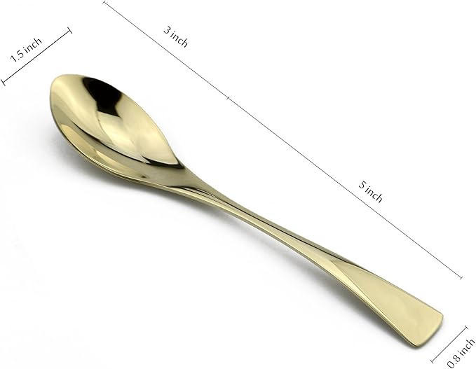 8 Inches 18/10 Stainless Steel Dessert Spoon, Mirror Finished Champagne Gold, Set of 6