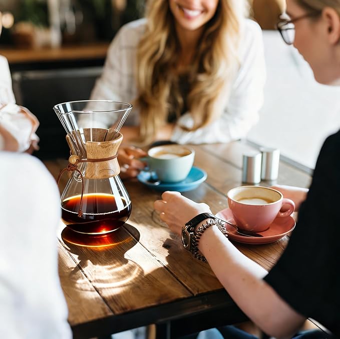 AGOGO Pour Over Coffee Maker Glass - 6/8/10 Cup Barista Kit with 304 Stainless Filter for Home, Office, Camping, Cafes - Easy Clean Coffee Dripper Set (Rag&Brush Included) (8 Cup/28 oz)