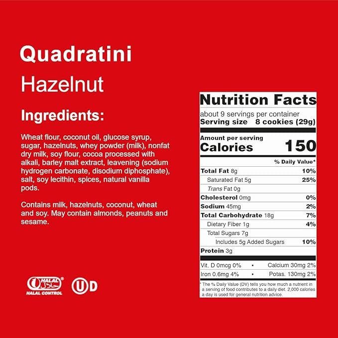 Loacker Quadratini Variety Pack Wafer Cookies LARGE - 30% Less Sugar - Mix of Hazelnut, Dark Chocolate, Vanilla and Chocolate - Premium Crispy Bite Size Wafers - LARGE Pack of 6