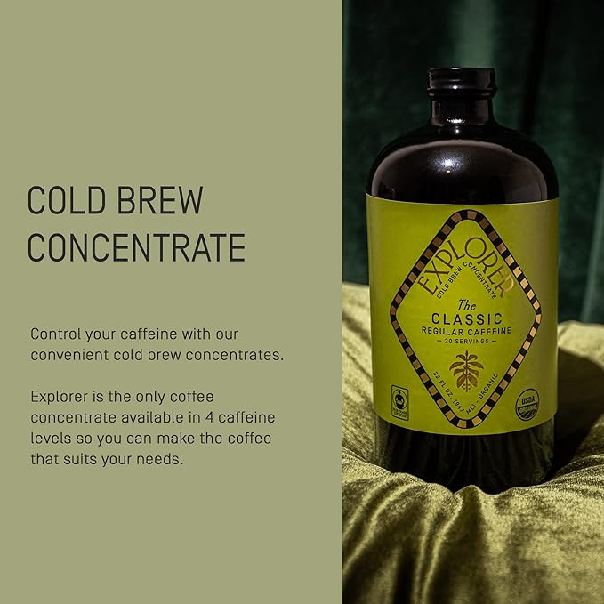 Explorer Cold Brew Coffee Concentrate & Syrup Bundle | Organic Regular Caffeine & Vanilla Coffee Syrup | Gluten Free Instant Liquid Mix | Iced or Hot