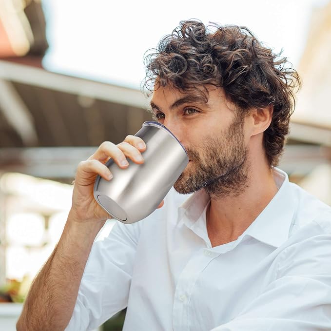 VEGOND Wine Tumblers Bulk 6 Pack, 12oz Stainless Steel Stemless Wine Glass with Lids and Straws, Double Wall Vacuum Insulated Tumbler Cup, Coffee Mug for Cold Hot Drinks