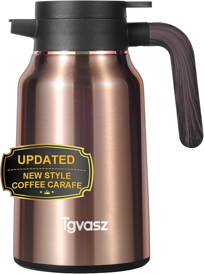 51 Oz Carafes for Hot Liquid, Stainless Steel Insulated Vacuum Thermal Coffee Carafes For Keeping Hot, 1.5 Liter Coffee Dispenser(Gold)