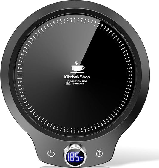 Fast Heating Mug Warmer - 4 Temp Settings & 1-12H Timer, Coffee Cup Warmer Plate for Desk Auto Shut Off, Ideal Beverage Warmer Gift for Coffee, Tea, Milk (Black)