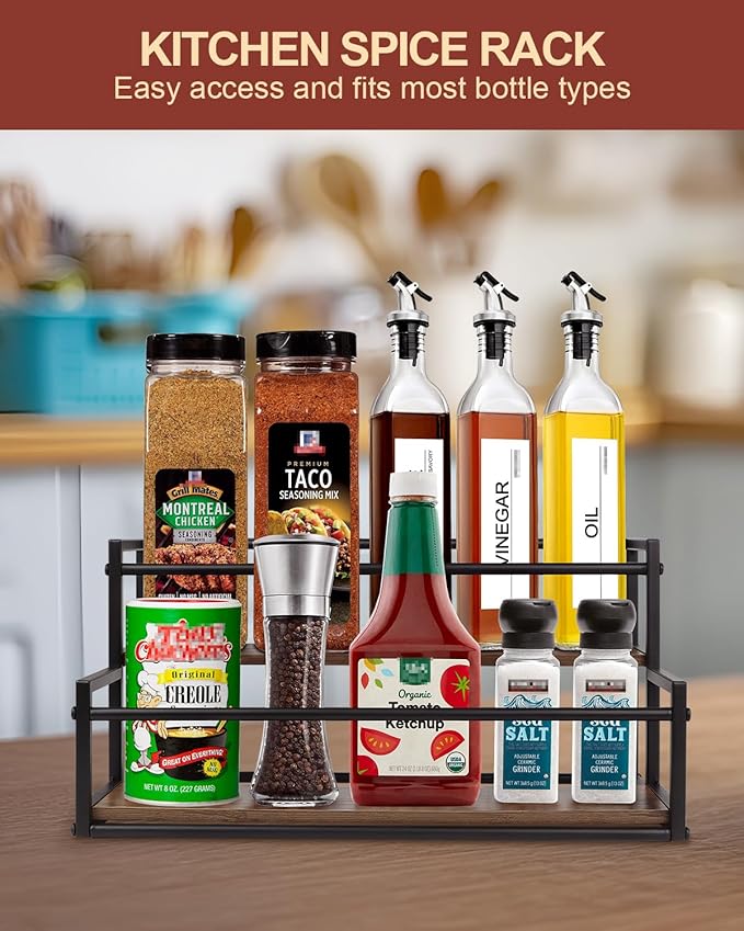 Coffee Syrup Rack Organizer, 2-Tier 10-Bottle Syrup holder Stand for Coffee Bar & Liquor Display Shelf, Countertop Stand for Coffee Syrups, Wine, Spice, Soda Bar