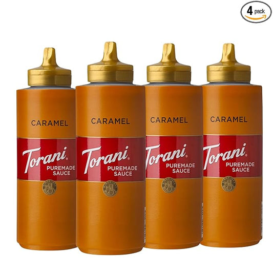 Torani Puremade Sauce, Caramel, 16.5 Ounces(Pack of 4)