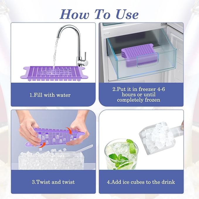 Mini Ice Cube Tray for Freezer: GGUW Nugget Ice Cube Tray with Bin - Crushed Ice Tray Making 4×108 PCS Icecube - Easy Release Iced Maker Trays