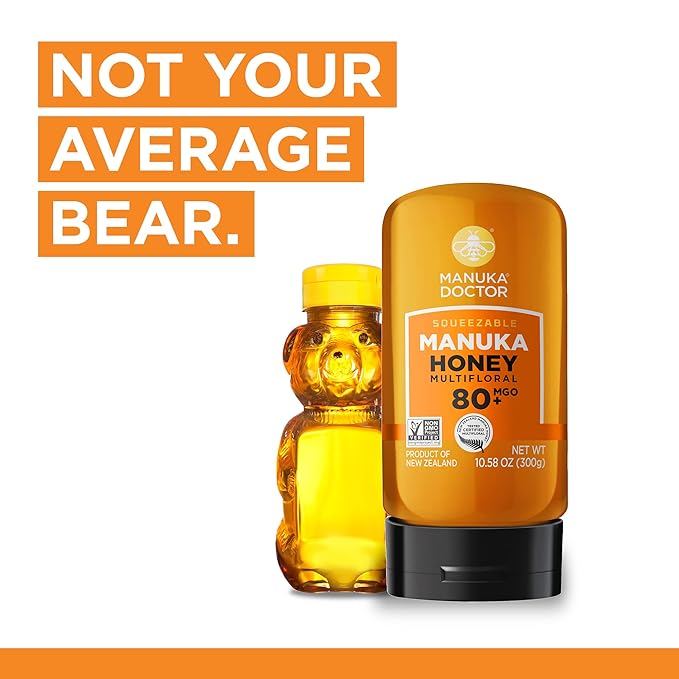 Manuka Doctor - MGO 80+ Squeezy Manuka Honey Value Bundle, Multifloral 100% Pure New Zealand Honey. Certified. Guaranteed. Raw. Non-GMO (10.58 oz) - 3 Pack