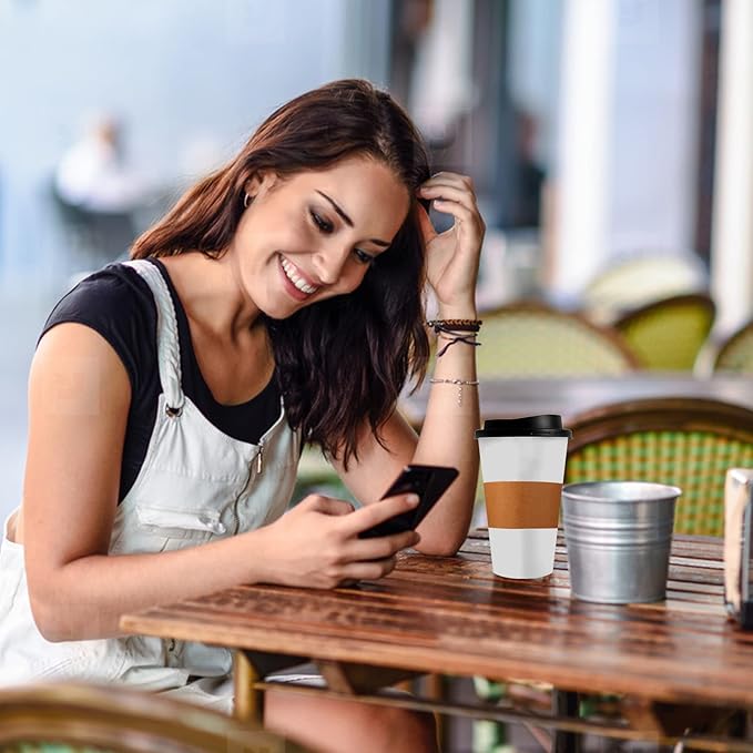 300 Packs Coffee Sleeves, Kraft Paper Cup Sleeve Disposable Coffee Cup Sleeves for Hot and Cold Drinks, Coffee Holder Sleeves for 10oz, 12oz, 16oz, 20oz Paper Coffee Cups (Cup Not Included)