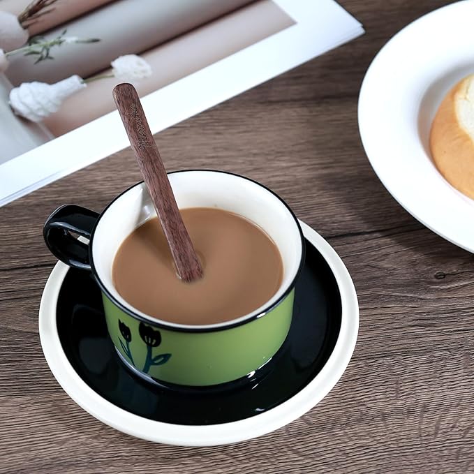 Solid Black Walnut Wood 3Pcs 6" Coffee Stirrers | Reusable & Multifunctional for Hot/Cold Beverages (Coffee, Milk, Oatmeal), Cooking & Crafts (jam, peanut butter Spreader, DIY Projects)