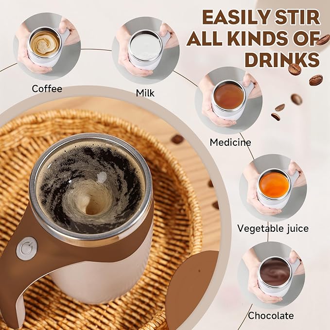 Automatic Magnetic Stirring Coffee Mug, Magnetic Stirring Cup Rotating Home Office Travel Mixing Cups,Stainless Steel Self Mixing Mug for Coffee/Milk/Tea/Hot Chocolat (Coffee-Rechargeable)