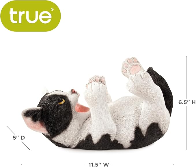 True Klutzy Kitty Cat Countertop Wine Bottle Holder Kitchen Decor Tabletop Wine Rack Animal Stand for Cat Lovers and Pet Owners, Black and White, Set of 1