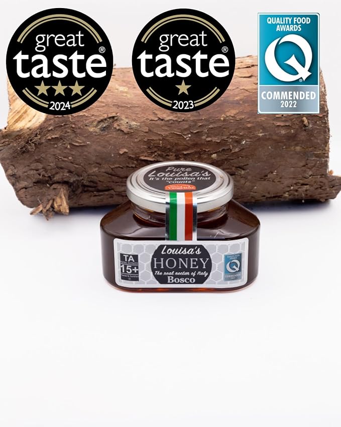 Louisa's Bosco Honey | Award-Winning Italian Raw & Pure Honey | TA 20+ (MGO 829+) | 100% Traceable | Sustainably Sourced | GMO, Gluten & Allergen Free | 350g