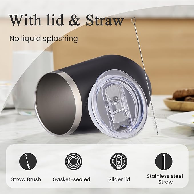 MEWAY 12oz Stainless Steel Wine Tumbler with Lid - Double Wall Vacuum Insulated Swig cups for Hot and Cold Drinks, Ideal for Coffee, Wine, Beer, gifts for Women under 10 dollars(Mix,Set of 12)