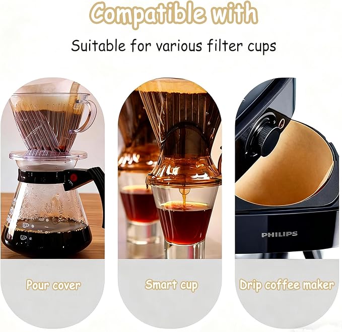 100 Count Coffee Filter #2, Coffee Filters 2-6 Cups Cone Unbleached Disposable Coffee Filters 02 Cone Paper Fits for Ninja, Drip and Pour Over Coffee Maker