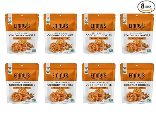 Emmy's Organics Peanut Butter Coconut Cookies, 6 oz (Pack of 8)
