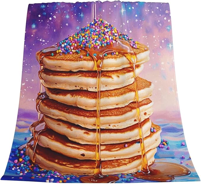 Honey Drizzle Dessert Fleece Blanket, Ultra-Soft Micro Fleece with Golden Syrup Flowing On Sweets, Lightweight & Cozy, Perfect for Foodie Decor,Sofa, Bed Or Gift, Machine-Washable 40x50 Inch