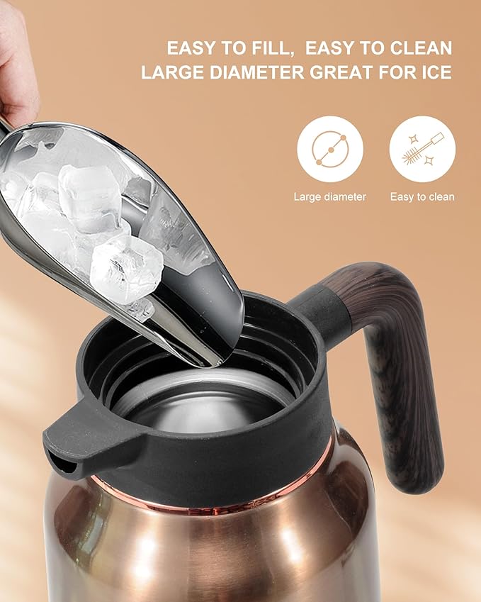 51 Oz Carafes for Hot Liquid, Stainless Steel Insulated Vacuum Thermal Coffee Carafes For Keeping Hot, 1.5 Liter Coffee Dispenser(Gold)