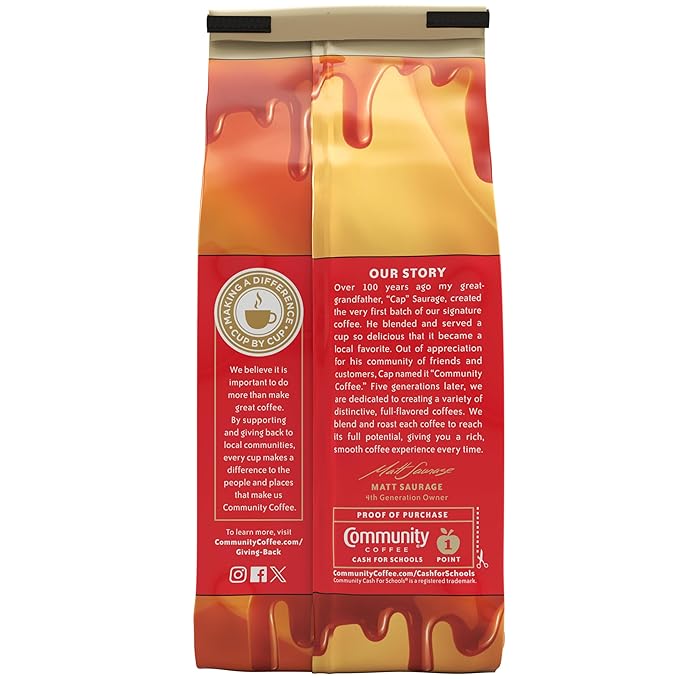 Community Coffee Caramel Cookie Butter Flavored 72 Ounces, Medium Roast Ground Coffee, 12 Ounce Bag (Pack of 6)