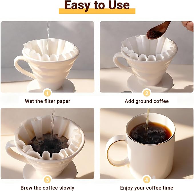 Segarty 1-4 Cup Paper Coffee Filters Disposable, 100 Count 7.2in White Basket Style Filters Ideal Liners for Pour Over Maker Brewer Drippers, Accessories for Commercial Household Office Coffee Making