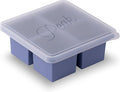 W&P Cup Cubes Silicone Freezer Tray with Lid, Blue, Makes 4 Perfect 1-Cup Portions, Freeze & Store Soup, Broth, Sauce, Leftovers, Dishwasher Safe, 4-Cup