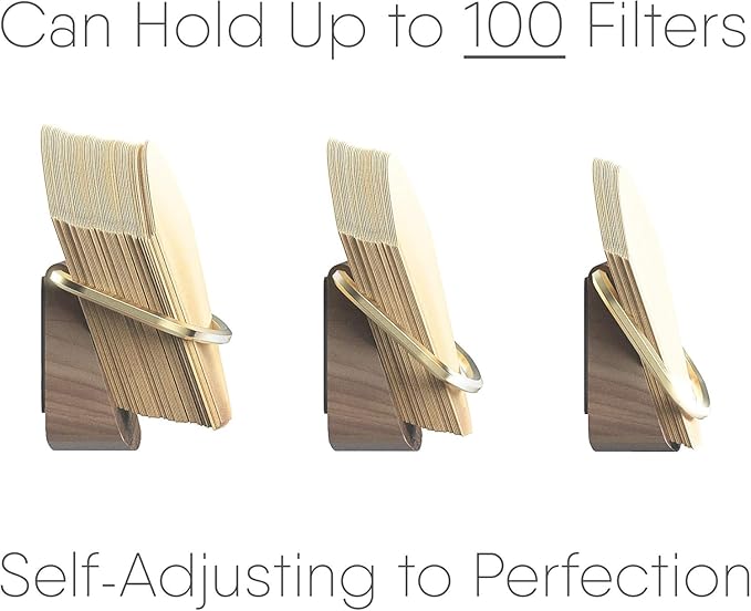 Cone Coffee Filter Holder ARGENTA – Wall Mount Coffee Filter Storage Container with Magnetic and Adhesive Mounting, Compatible with Hario, V60, Melitta, Chemex Coffee Filters (Plus)