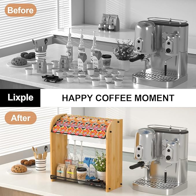 K Cup Holder Coffee Pod Organizer for Coffee Bar Accessories, K Cup Holders for Counter, Large Capacity K Cups Holder, Easy Assembly Coffee Station Organizer for Countertop (28 Coffee Pods At Least)