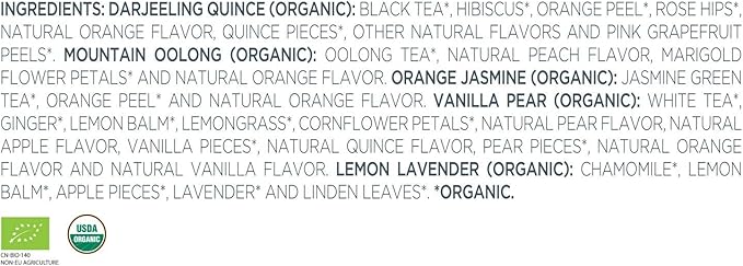 Tea Forte Lotus Presentation Box Tea Gift Set Sampler, 20 Assorted Variety Handcrafted Pyramid Infuser Bags, Black, Green, Oolong, White, Herbal Blends