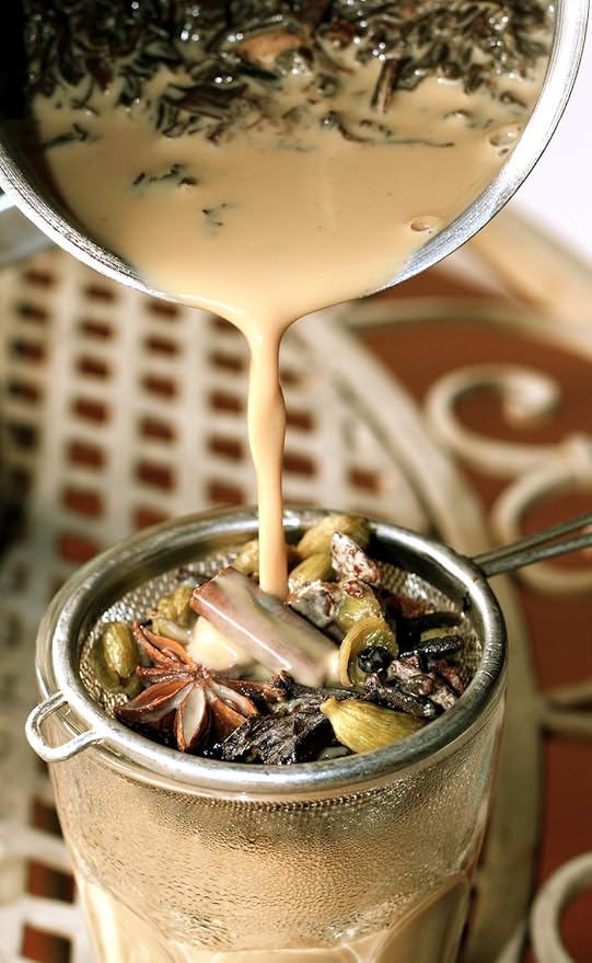 14oz Chai teapot and strainer combo. Turkish coffee pot and fine mesh strainer together for making perfect Prana Chai at home