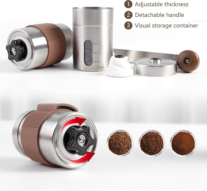 LHS Pour Over Coffee Maker Set - 4 Piece Kit Includes Gooseneck Kettle, Removable Coffee Mill Grinder, 500ML Cup & Coffee Dripper Brewer with Lid, Perfect for Home Brewing and Travel