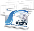 10 Pack Acrylic Sign Holder 11 x 8.5 Horizontal, Double-Sided Stand up Table Top Sign Holders, Clear Acrylic Picture Frame Menu Flyer Paper Holder Display Stand for Office Business Store Wedding Party