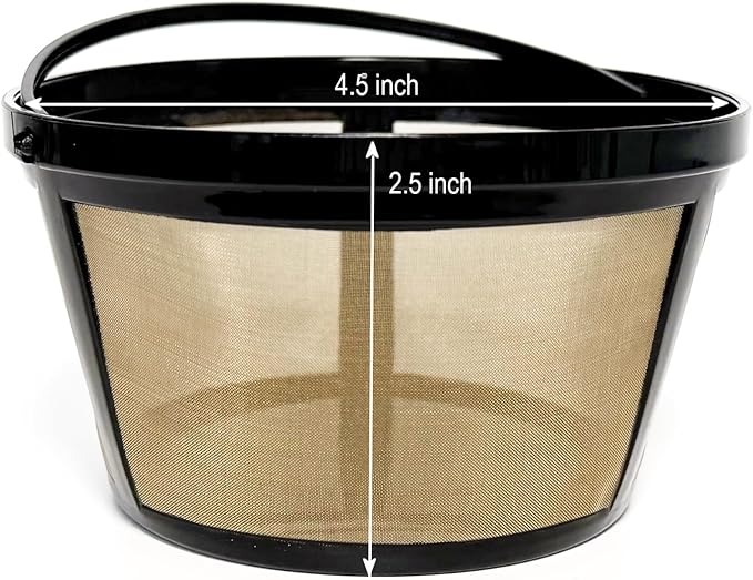 2-PACK Gold Reusable 8-12 Cup Basket Coffee Filter for Mr. Coffee Coffee Makers and Black & Decker Coffee Maker